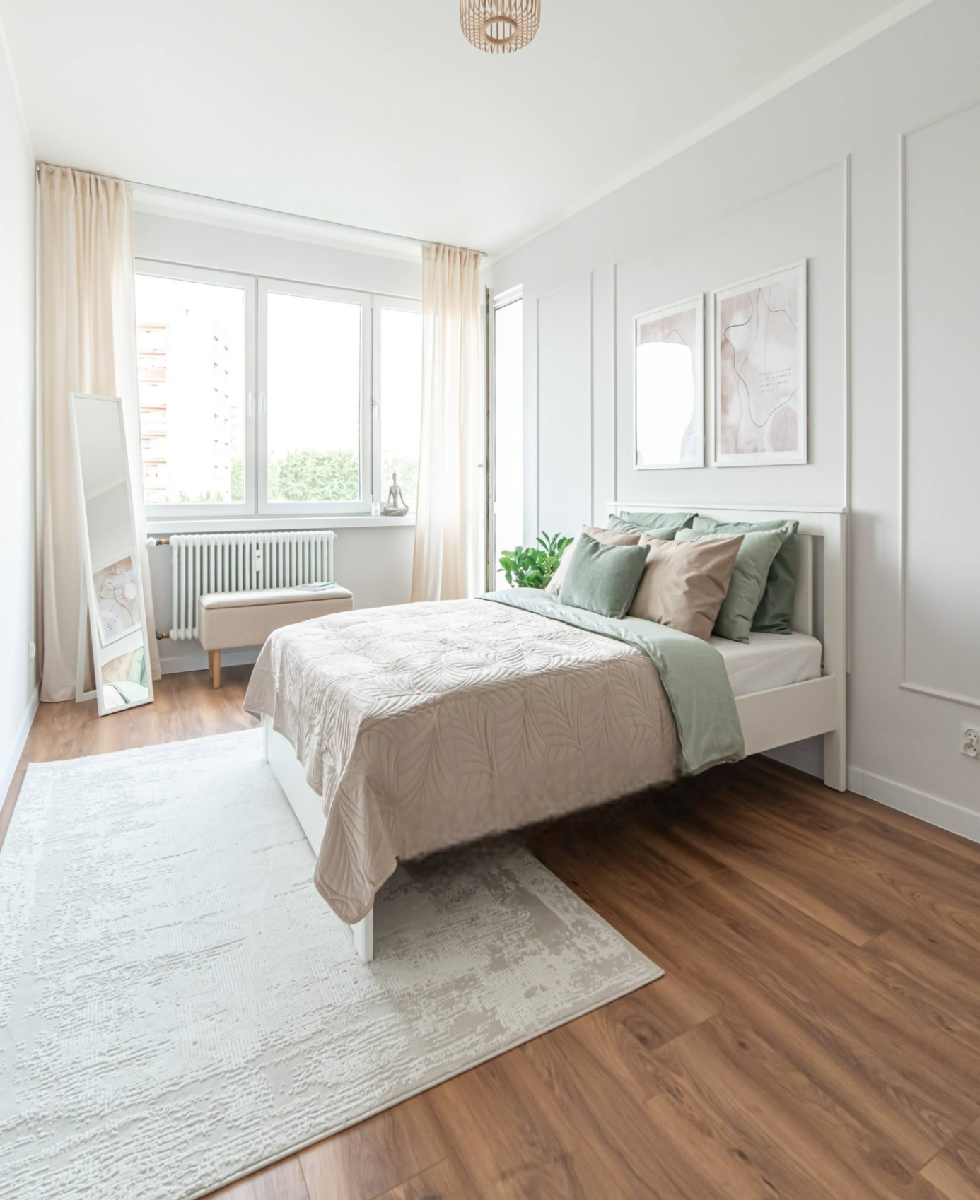 Home staging Szczecin przed i po – sypialnia mieszkania po profesjonalnym home stagingu